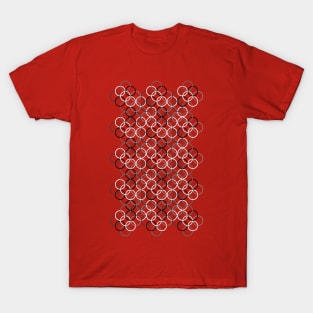 Black and White Circlets Red T-Shirt